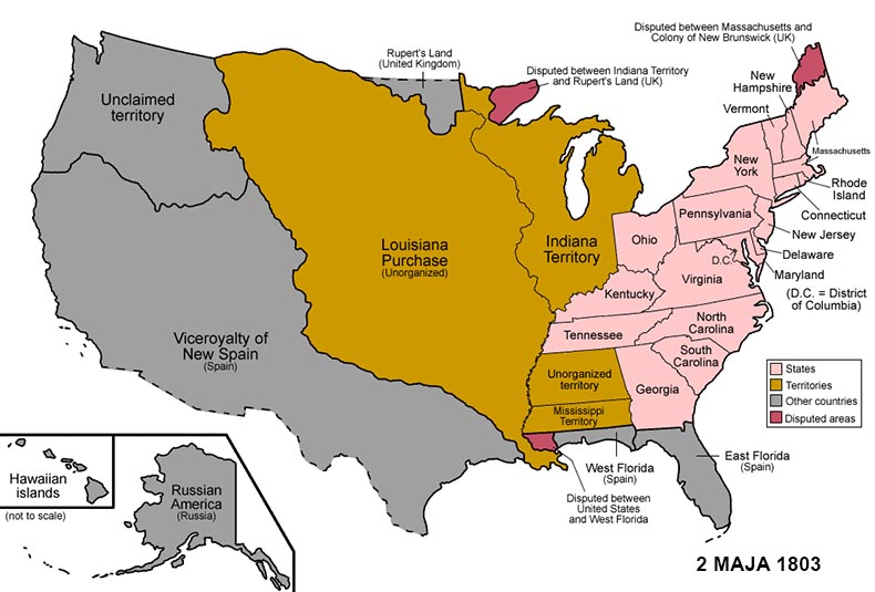 USA po zakupie Luizjany